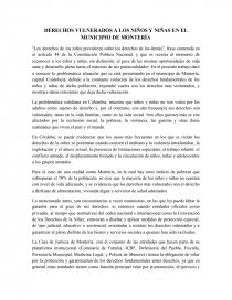 DERECHOS VULNERADOS A LOS NIÑOS Y NIÑAS EN EL MUNICIPIO DE MONTERÍA. Página 1