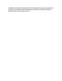 INFORME DE ACTIVIDADES REALIZADAS INHERTES AL DESARROLLO DE LA RUTA DE MEJORA CON ATENCION A LAS PRIORIDADES DEL SISTEMA BASICO DE MEJORA Y LA ESTRATEGIA GLOBAL DE MEJORA ESCOLAR. CICLO ESCOLAR 2016-2017. Página 1