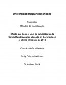 Efecto que tiene el uso de publicidad en la tienda Mundi Alquiler ubicada en Coronado en el último trimestre de 2014