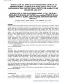 EVALUACIÓN DEL EFECTO ECOTOXICOLÓGICO DE METALES PESADOS SOBRE LA LENTEJA DE AGUA (Lemna gibba) DE LA QUEBRADA DE SAN JOSÉ DE PÁRAC, DISTRITO DE SAN MATEO DE HUANCHOR, LIMA 2017