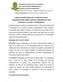 ENSAYO DE DESPLIEGUE DE LA FUNCIÓN CALIDAD, CONSIDERACIONES SOBRE COMPRAS, HERRAMIENTAS PARA MEJORAR LA CALIDAD Y ELRENDIMIENTO