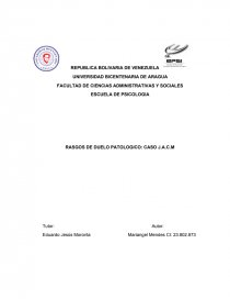RASGOS DE DUELO PATOLOGICO: CASO J.A.C.M. Página 1