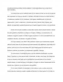 LAS GRANDES RELACIONES ENTRE ALUMNOS Y MAESTROS EN LA ESCUELA SECUNDARIA TECNICA. Página 1