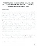 PROGRAMA DE CEREMONIA DE GRADUACION DE LA GENERACION 2011-2017