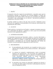 INSTRUCTIVO PARA EL REGISTRO DE LOS CUIDADANOS EN EL PRIMER REGISTRO O PADRÓN DE SIMPATIZANTES DEL PARTIDO POLÍTICO PERUANOS POR EL KAMBIO. Página 1