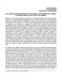 LAS ORGANIZACIONES CREACIÓN DEL SER HUMANO, TRASCIENDEN EN EL TIEMPO AL MISMO RITMO DE LA EVOLUCIÓN DEL HOMBRE. Página 1