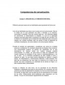Unidad 4. ANÁLISIS DE LA COMUNICACIÓN ORAL Reflexión personal