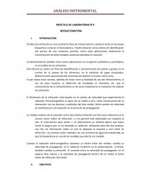 PRÁCTICA DE LABORATORIO N°4 REFRACTOMETRÍA. Página 1