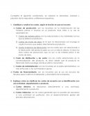 Clasificacion de costos. Cuestionario