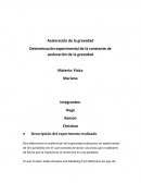 Aceleración de la gravedad. Determinación experimental de la constante de aceleración de la gravedad