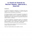 La función de formación de Recursos Humanos, Capacitación y Desarrollo