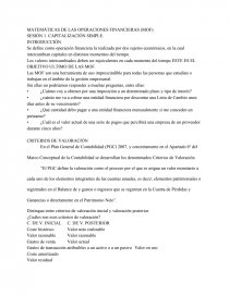 MATEMÁTICAS DE LAS OPERACIONES FINANCIERAS (MOF). Página 1