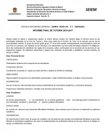 INFORME FINAL DE TUTORÍA 2016-2017. Página 1