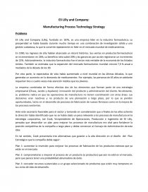 Eli Lilly and Company Manufacturing Process Technology Strategy. Página 1