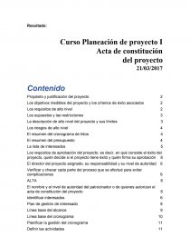 Curso Planeación de proyecto I. Página 1
