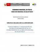Fortalecimiento y consolidación del sistema de información sis en los establecimientos de la direccion regional de salud pasco