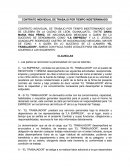 CONTRATO INDIVIDUAL DE TRABAJO POR TIEMPO INDETERMINADO