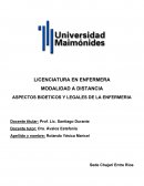 ASPECTOS BIOETICOS Y LEGALES DE LA ENFERMERIA