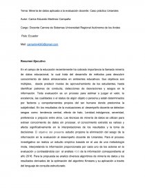Minería de datos aplicada a la evaluación docente. Caso práctico Uniandes. Página 1