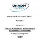 Unidad:1 Actividad: Evidencia de aprendizaje. Aportación de mi región a la economía nacional