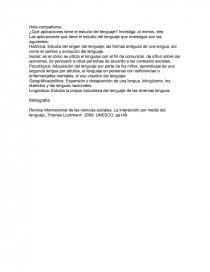 ¿Qué aplicaciones tiene el estudio del lenguaje?. Página 1