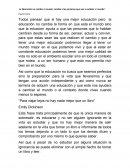 La Educación no cambia al mundo: cambia a las personas que van a cambiar al mundo