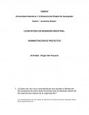 Administración de proyectos. Actividad. Origen del proyecto