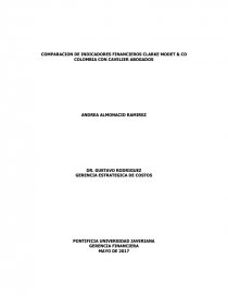 COMPARACION DE INDICADORES FINANCIEROS CLARKE MODET & CO COLOMBIA CON CAVELIER ABOGADOS. Página 1
