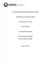Expresión Oral Y Escrita “Formas de citar”. Página 1