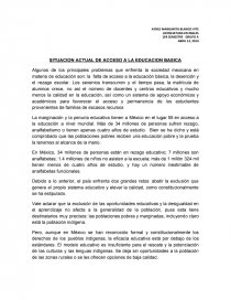 SITUACION ACTUAL DE ACCESO A LA EDUCACION BASICA. Página 1