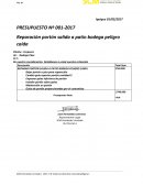 Reparación portón salida a patio bodega peligro caída