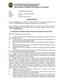 ECONOMÍA INTERNACIONAL Trabajo Calificado N°1. Página 1