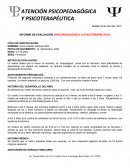 INFORME DE EVALUACIÓN (PSICOPEDAGÓGICA O PSICOTERAPÉUTICA)