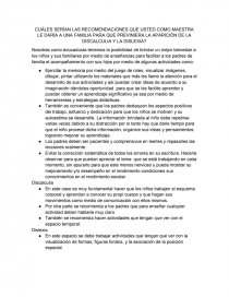 CUÁLES SERÍAN LAS RECOMENDACIONES QUE USTED COMO MAESTRA LE DARÍA A UNA FAMILIA PARA QUE PREVINIERA LA APARICIÓN DE LA DISCALCULIA Y LA DISLEXIA?. Página 1