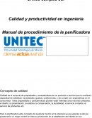 Calidad y productividad en ingeniería Manual de procedimiento de la panificadora