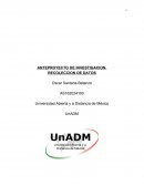 ANTEPROYECTO DE INVESTIGACION. RECOLECCION DE DATOS