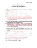 Cuestionario de historia El camino a la independencia