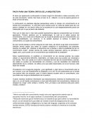 PAUTA PARA UNA TEORIA CRITICA DE LA ARQUITECTURA