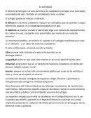 El derecho al sufragio o al voto permite a los ciudadanos a escoger a las principales autoridades del país. También es considerado como un deber.