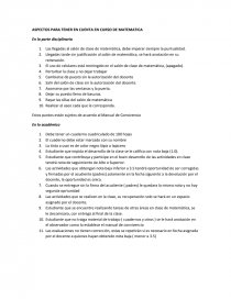 LOS GRANDES ASPECTOS PARA TENER EN CUENTA EN CURSO DE MATEMATICA. Página 1