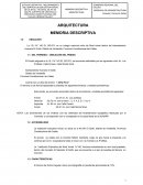 ARQUITECTURA MEMORIA DESCRIPTIVA