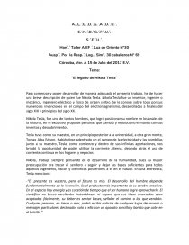 Tema “El legado de Nikola Tesla”. Página 1