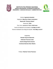 Reporte Péndulo Simple. Página 1