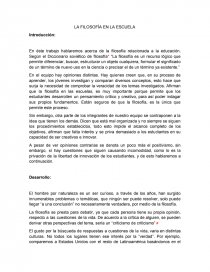 LA FILOSOFIA EN LA ESCUELA. Página 1