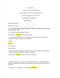 EXAMEN DE FILOSOFIA II ORDINARIO. Página 1