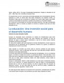 La educación: Una inversión social para el desarrollo humano