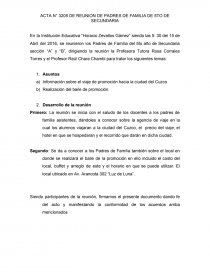 ACTA DE REUNION DE PADRES DE FAMILIA DE 5TO DE SECUNDARIA - Apuntes -  Arely18.