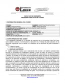 FACULTAD DE INGENIERÍA PROGRAMA ANALITICO DEL CURSO