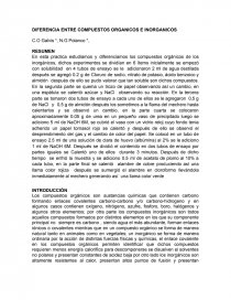 DIFERENCIA ENTRE COMPUESTOS ORGANICOS E INORGANICOS. Página 1