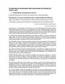 Problemáticas Ambientales Más Importantes Del Estado De Nuevo León. Página 1